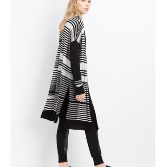 Vince Merino Wool Striped Intarsia Open Front Longline Cardigan (Size Small S) - Picture 14 of 16